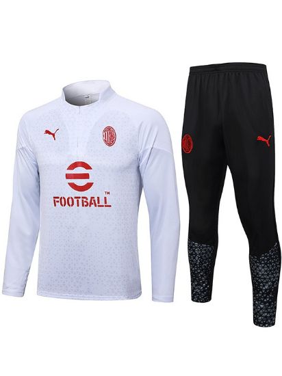 Bild von AC Milan 2023-2024 Men's White Football Training Tracksuit (Zip-Neck Top & Soccer Pants)